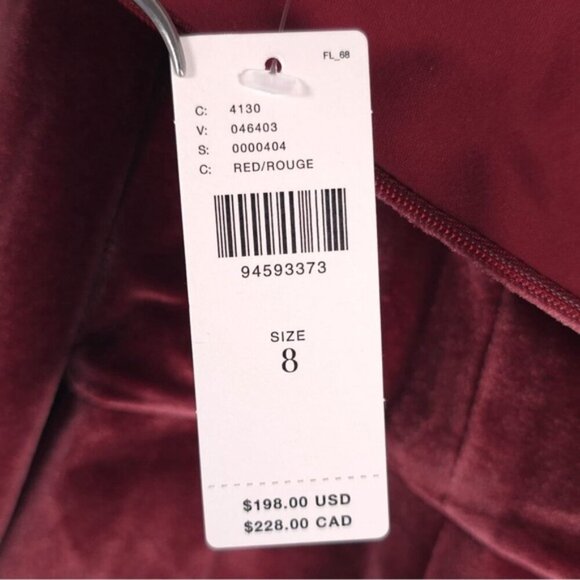 NWT Hutch Anthropologie Long-Sleeve Square-Neck‎ Mini Dress Velvet Red Rouge - Picture 8 of 10